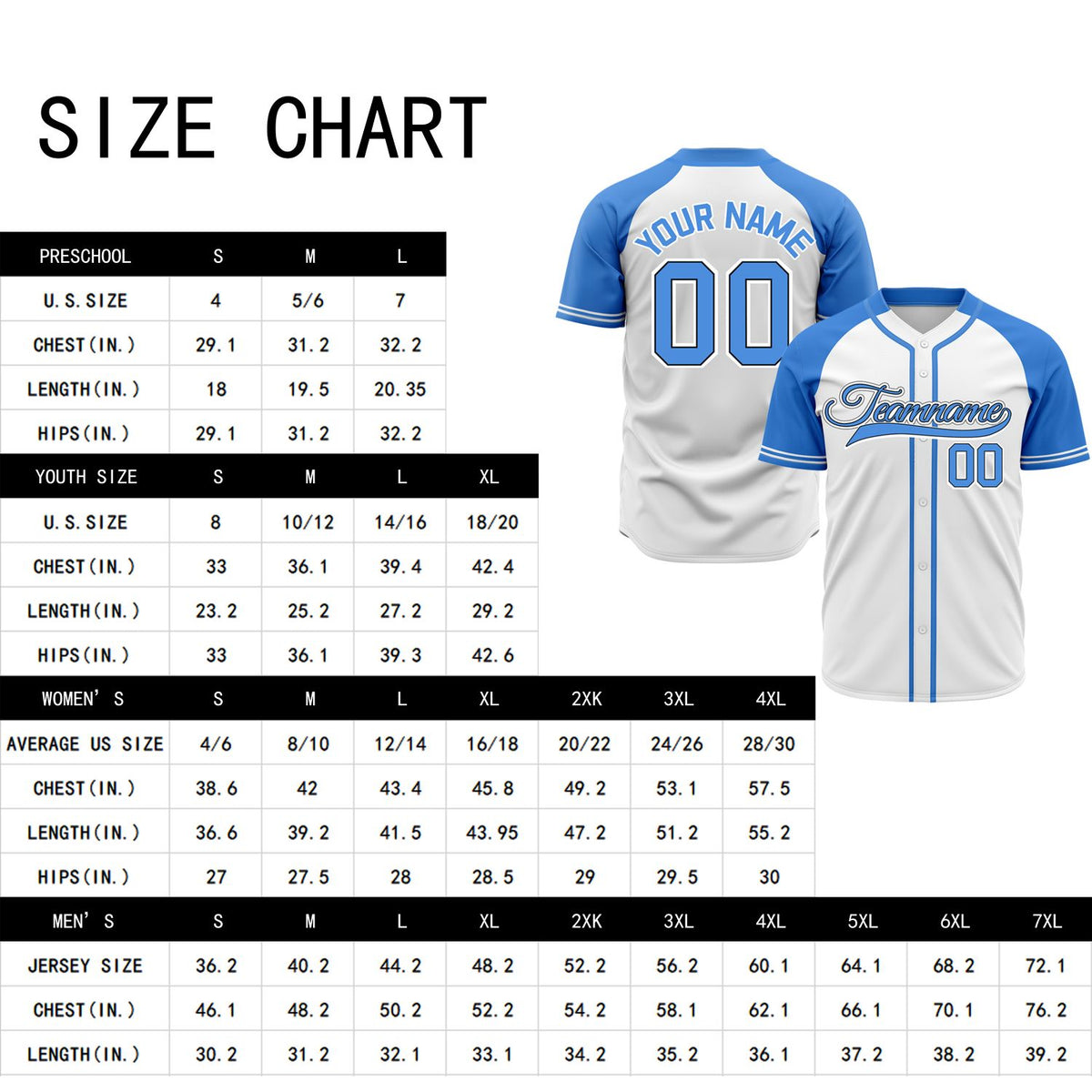 VOSOLI Custom Stitched White and Columbia Blue Two-Tone Baseball Jersey
