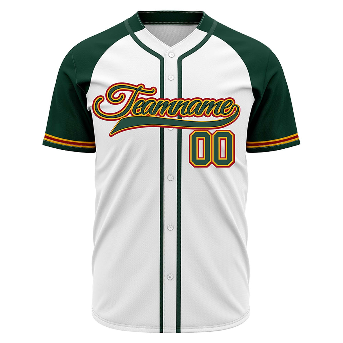 VOSOLI Custom Stitched White and Forest Green Two-Tone Baseball Jersey