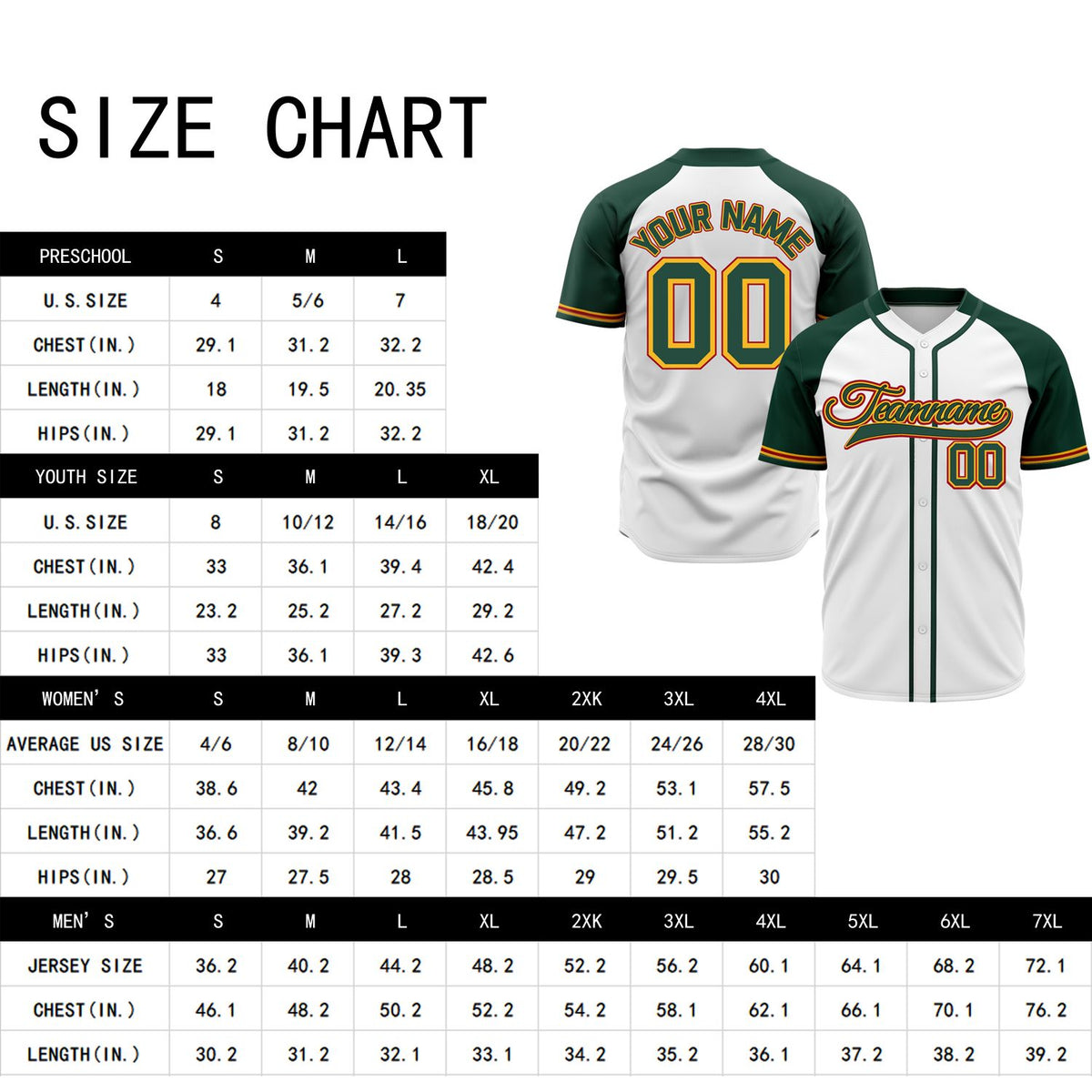 VOSOLI Custom Stitched White and Forest Green Two-Tone Baseball Jersey