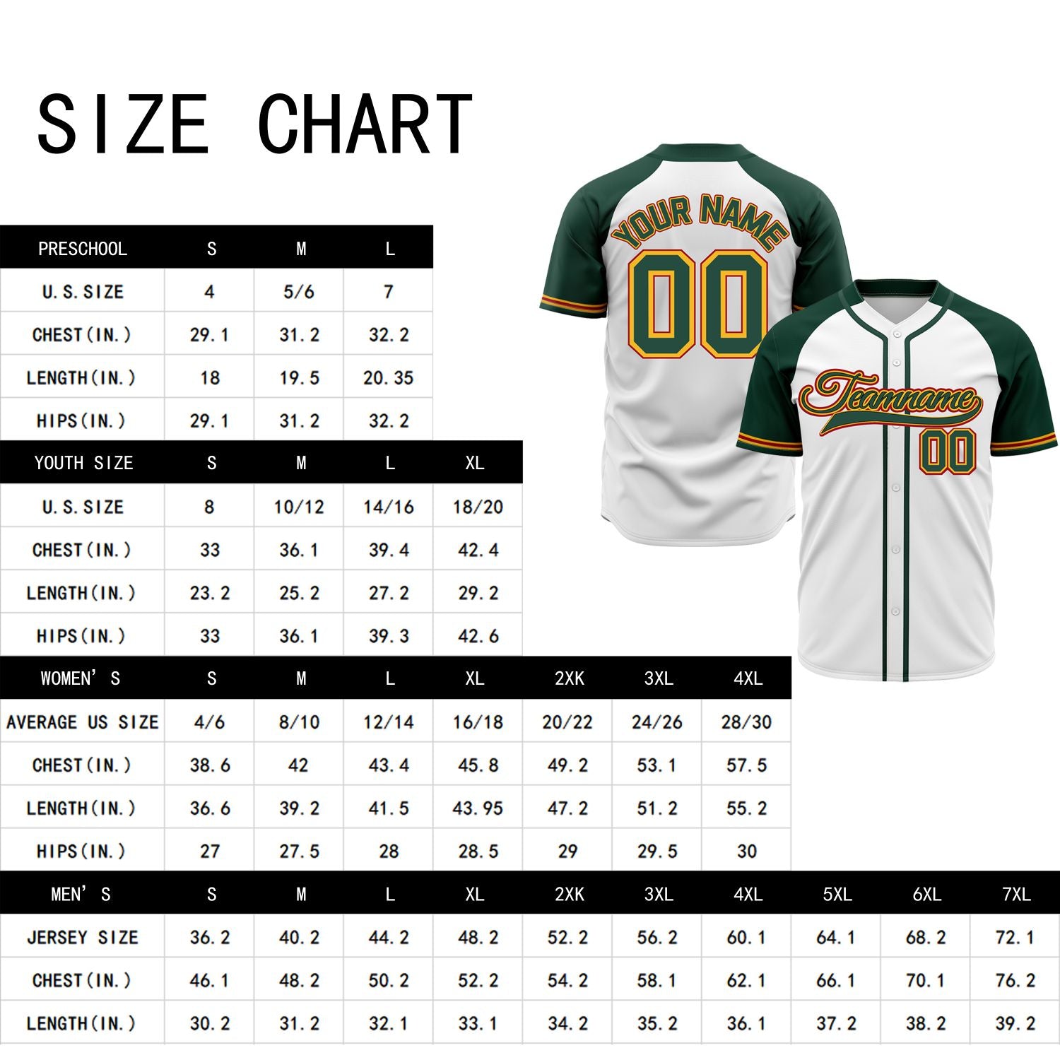 VOSOLI Custom Stitched White and Forest Green Two-Tone Baseball Jersey