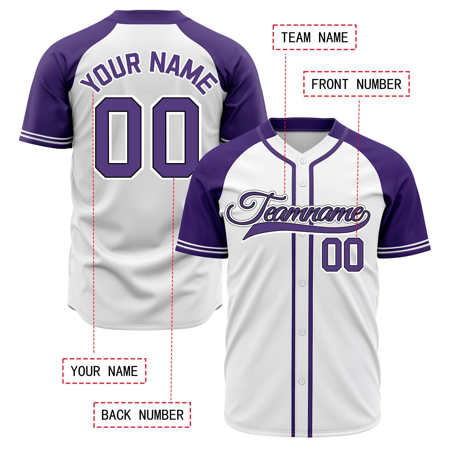 VOSOLI Custom Stitched White and Purple Two-Tone Baseball Jersey