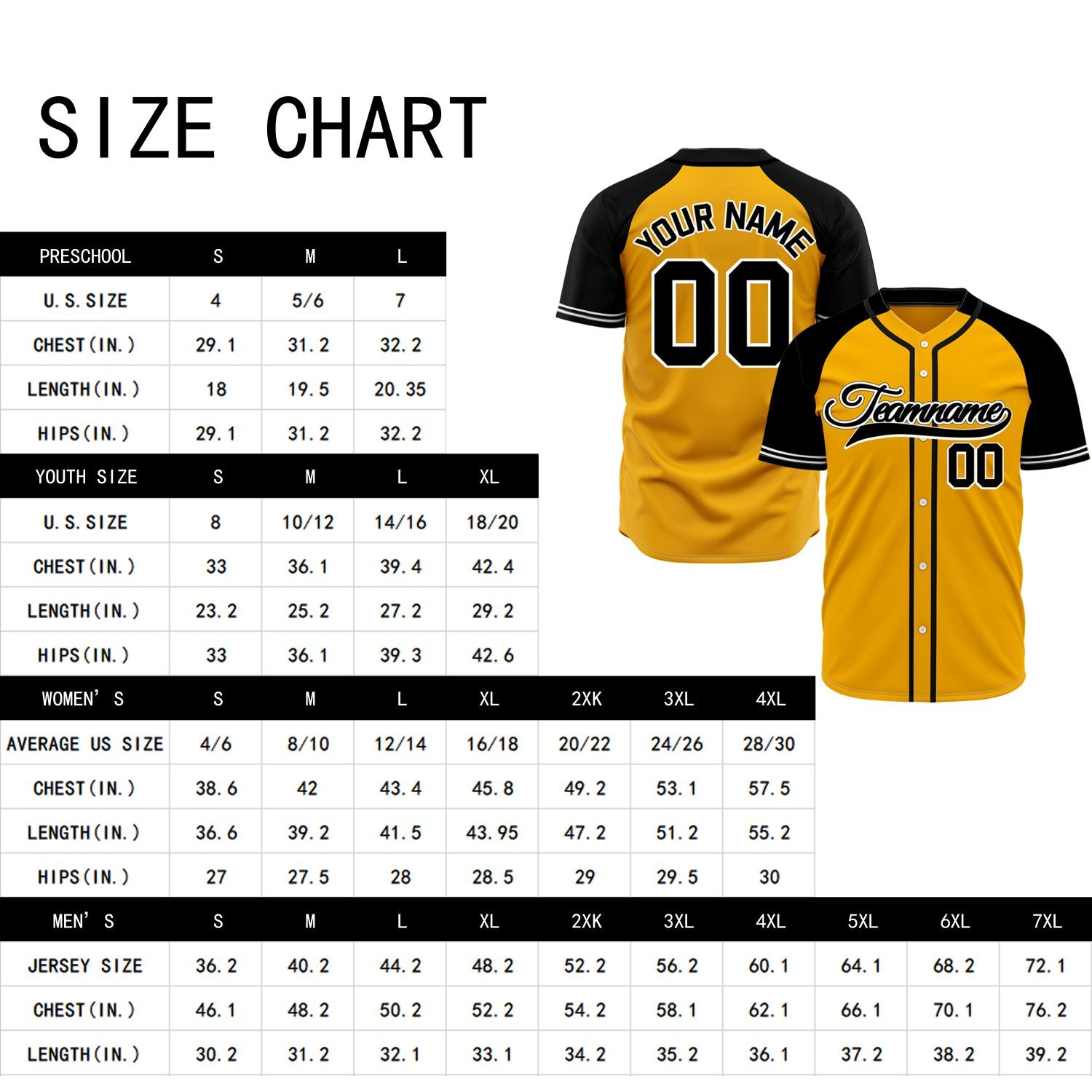VOSOLI Custom Stitched Yellow and Black Two-Tone Baseball Jersey
