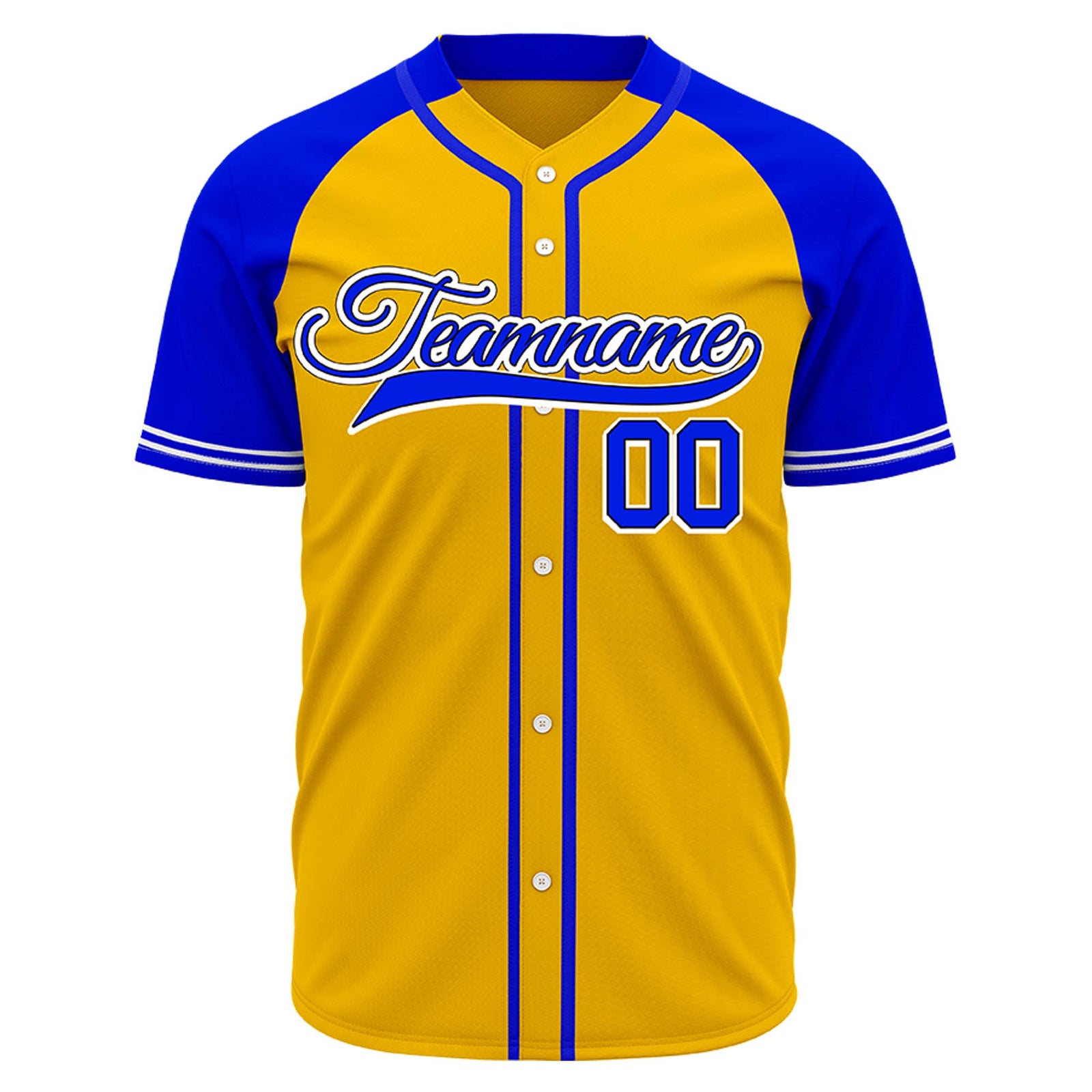 VOSOLI Custom Stitched Yellow and Royal Blue Two-Tone Baseball Jersey