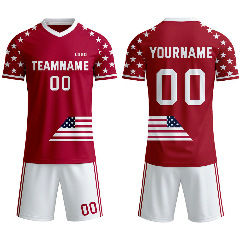 Custom USA Flag Soccer Jersey | Personalized Stars and Stripes Team Uniform - VOSOLI