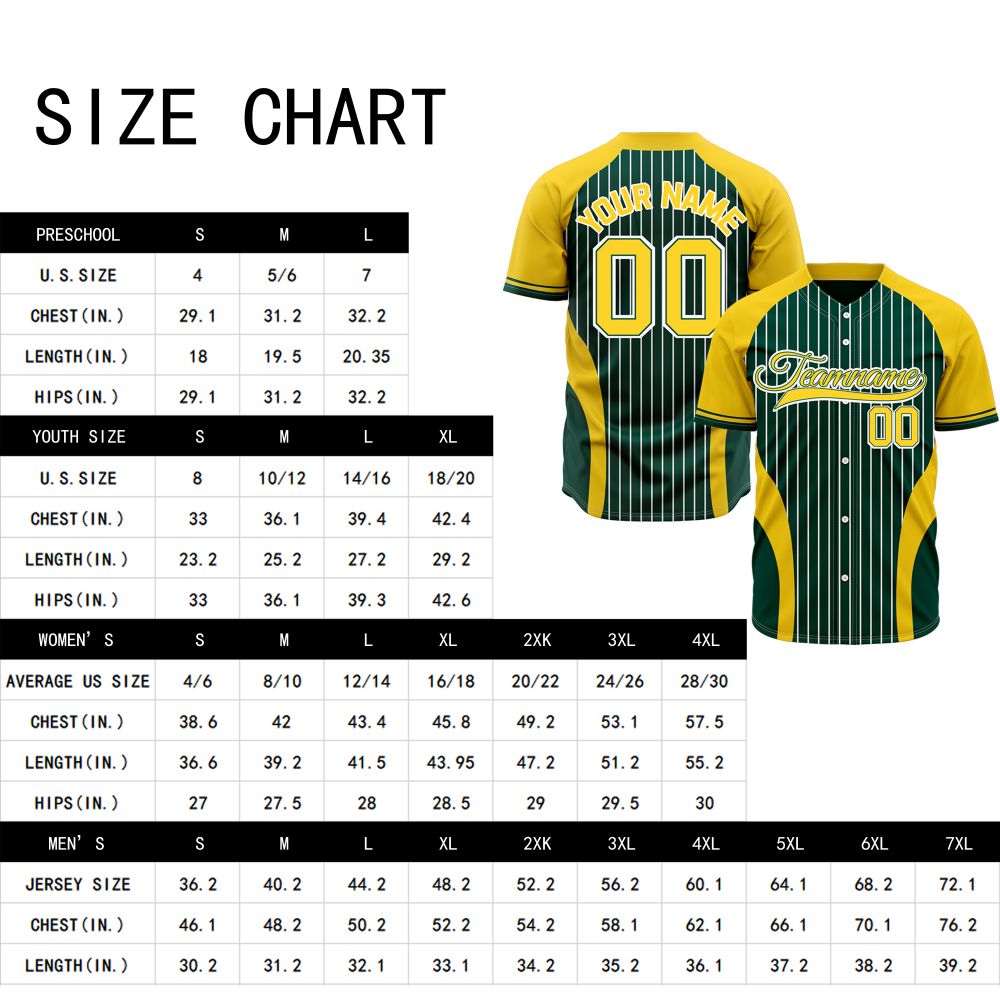 Custom Yellow & Green Pinstripe Baseball Jersey | Personalized Striped Full Button Team Uniform - VOSOLI