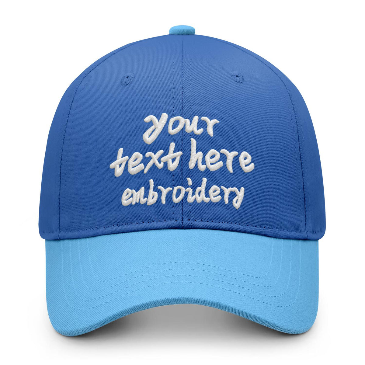 Vosoli Dark Blue Light Blue Two-Tone Baseball Cap - Unisex Custom 3D Embroidery or Print