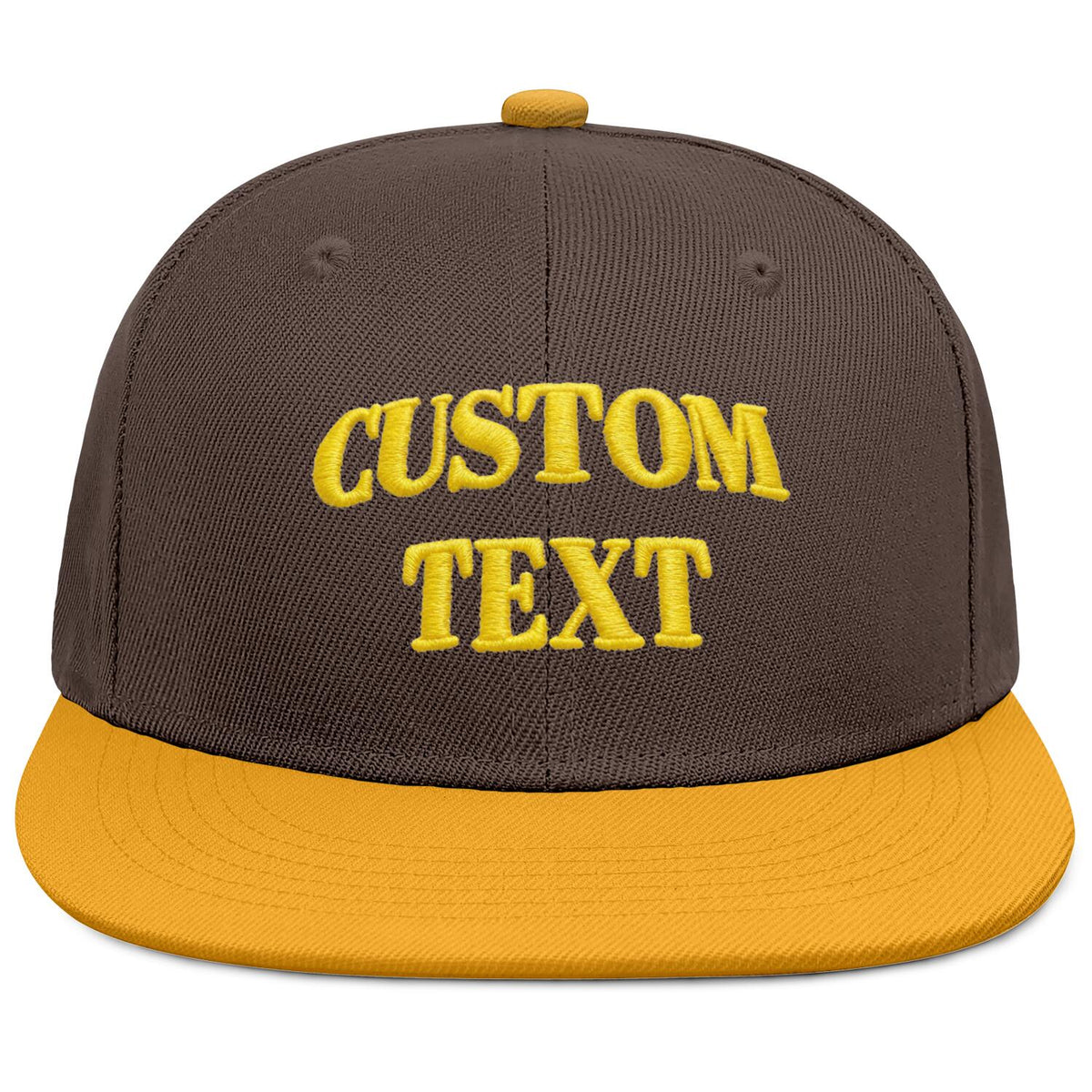 Vosoli Dark Brown &amp; Gold Color-Block Flat-Brim Hat - Unisex Personal &amp; Team Custom 3D Embroidery or Print Cap