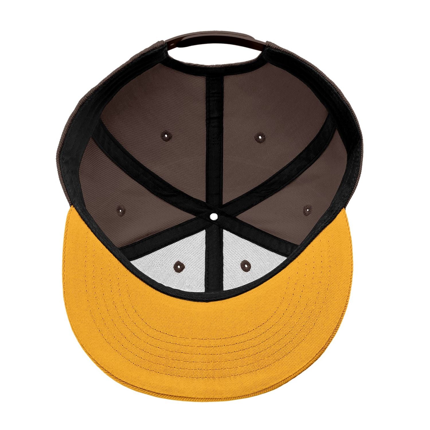 Vosoli Dark Brown & Gold Color-Block Flat-Brim Hat - Unisex Personal & Team Custom 3D Embroidery or Print Cap