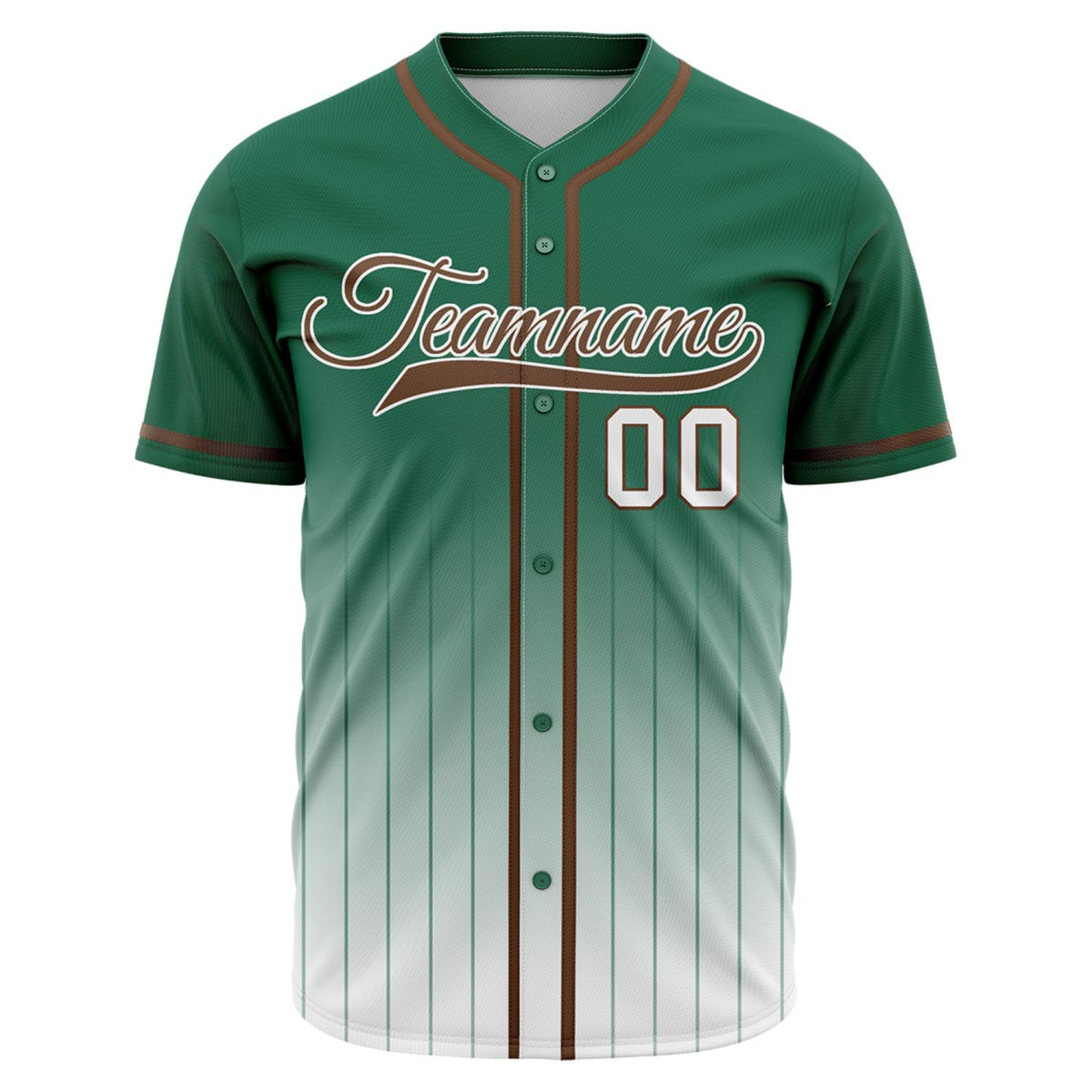 VOSOLI Earth Tone Dark Green &amp; Brown Gradient Pinstripe Baseball Jersey