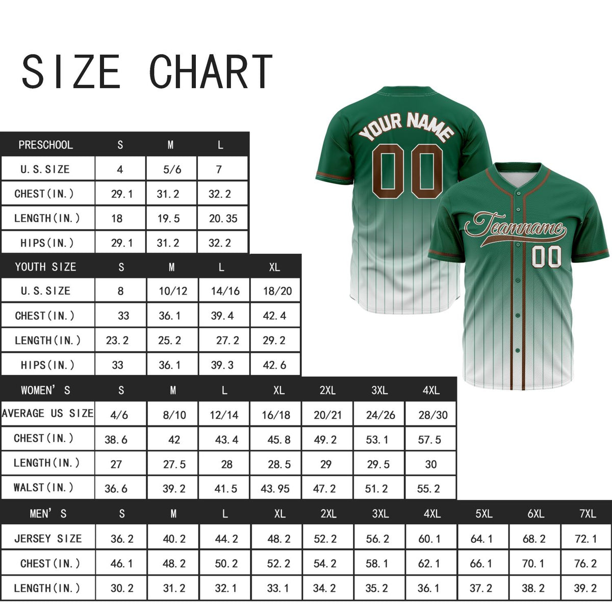 VOSOLI Earth Tone Dark Green & Brown Gradient Pinstripe Baseball Jersey