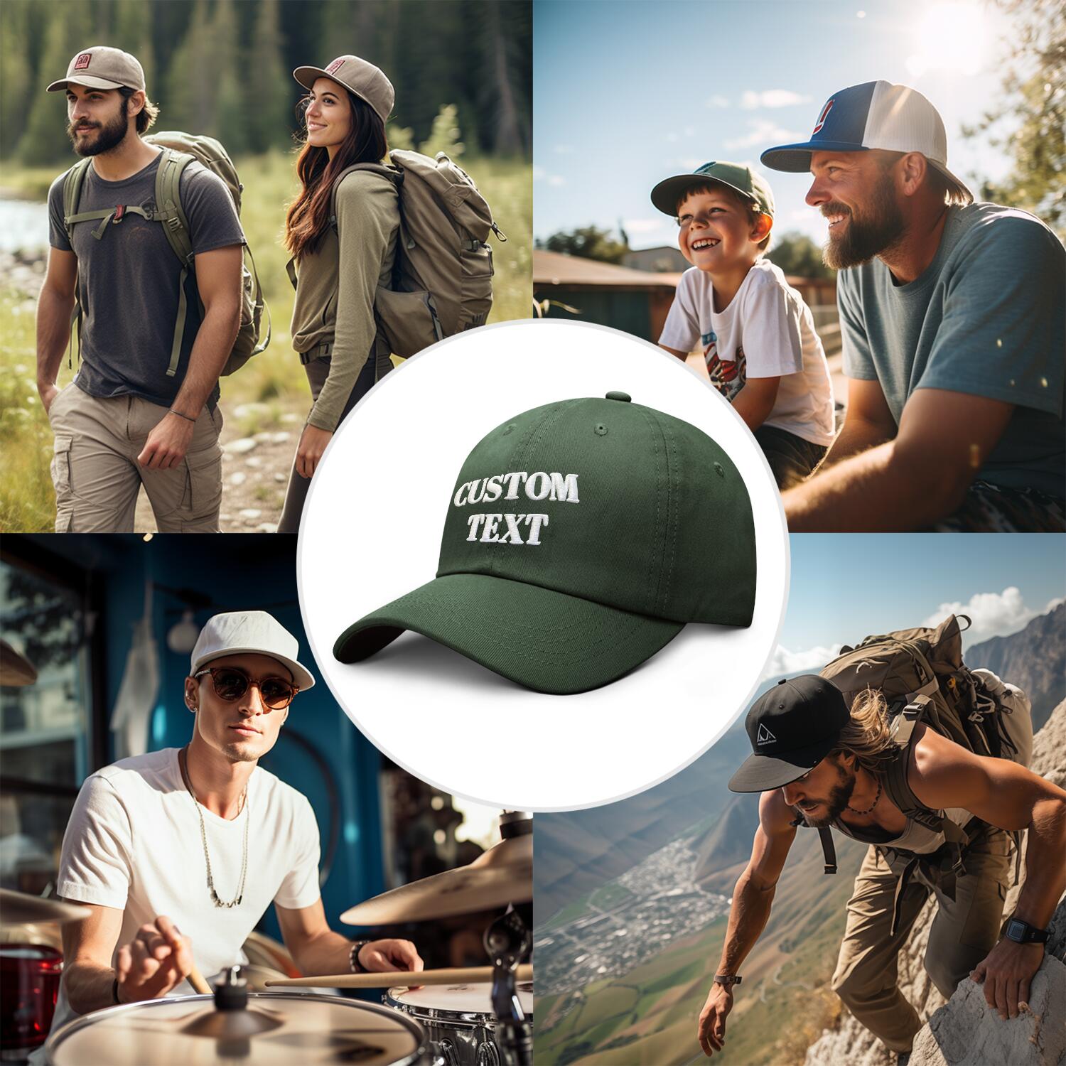 Vosoli Dark Green Unisex Baseball Cap - Personal & Team Custom 3D Embroidery or Print Hat