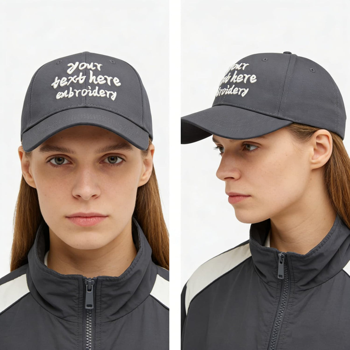 Vosoli Dark Grey Solid Baseball Cap - Unisex Custom 3D Embroidery or Print