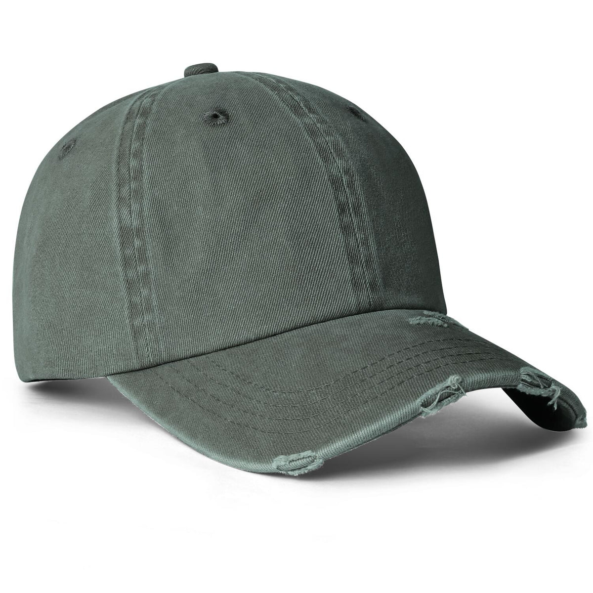 Vosoli Dark Olive Distressed Denim Baseball Cap - Team Custom Embroider or Print Personalized Hat