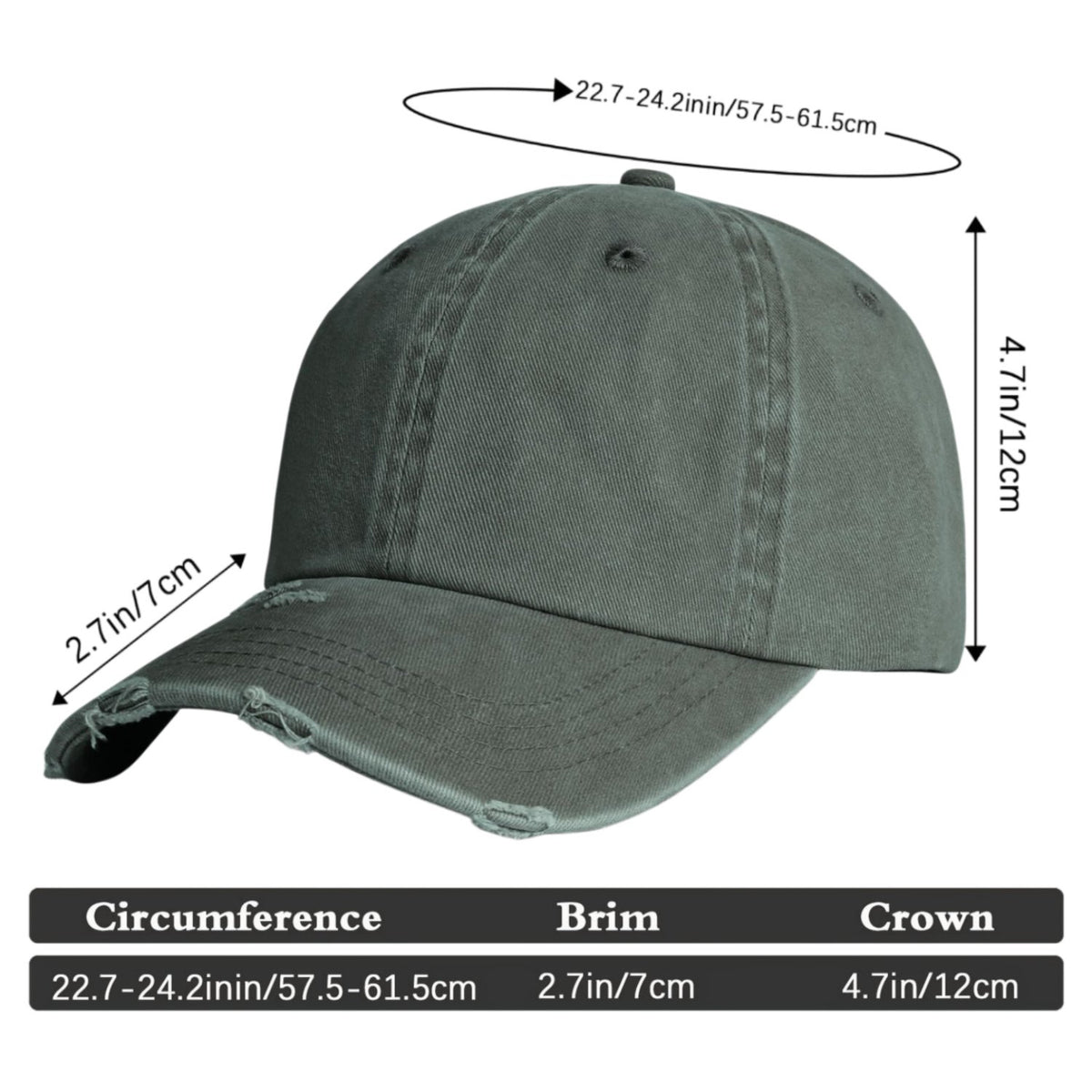 Vosoli Dark Olive Distressed Denim Baseball Cap - Team Custom Embroider or Print Personalized Hat