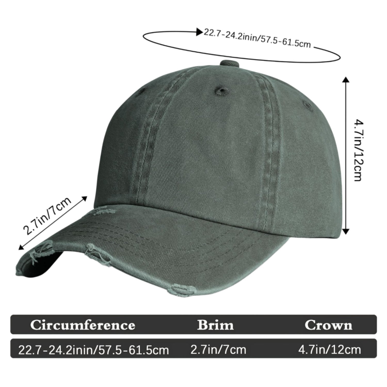 Vosoli Dark Olive Distressed Denim Baseball Cap - Team Custom Embroider or Print Personalized Hat