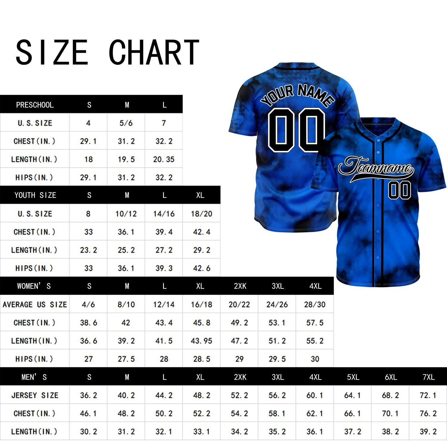 VOSOLI Deep Ocean Royal Blue Black Tie-Dye Graffiti Custom Stitched Baseball Jersey