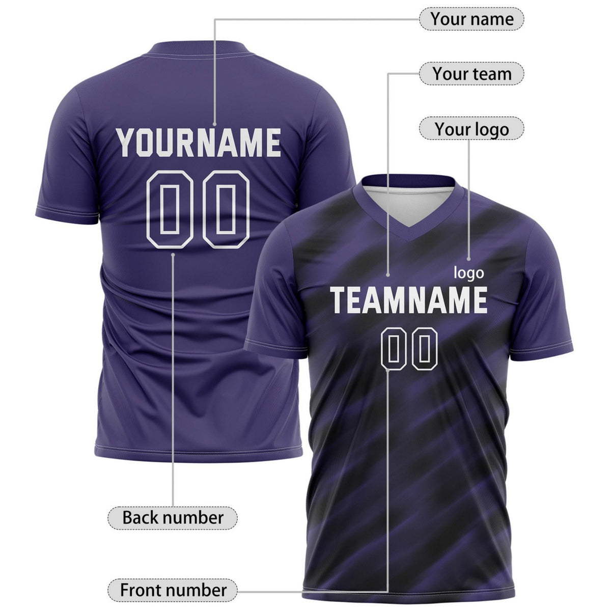 Custom Deep Purple Gradient Stripe Soccer Jersey for Teams & Individuals | Vosoli