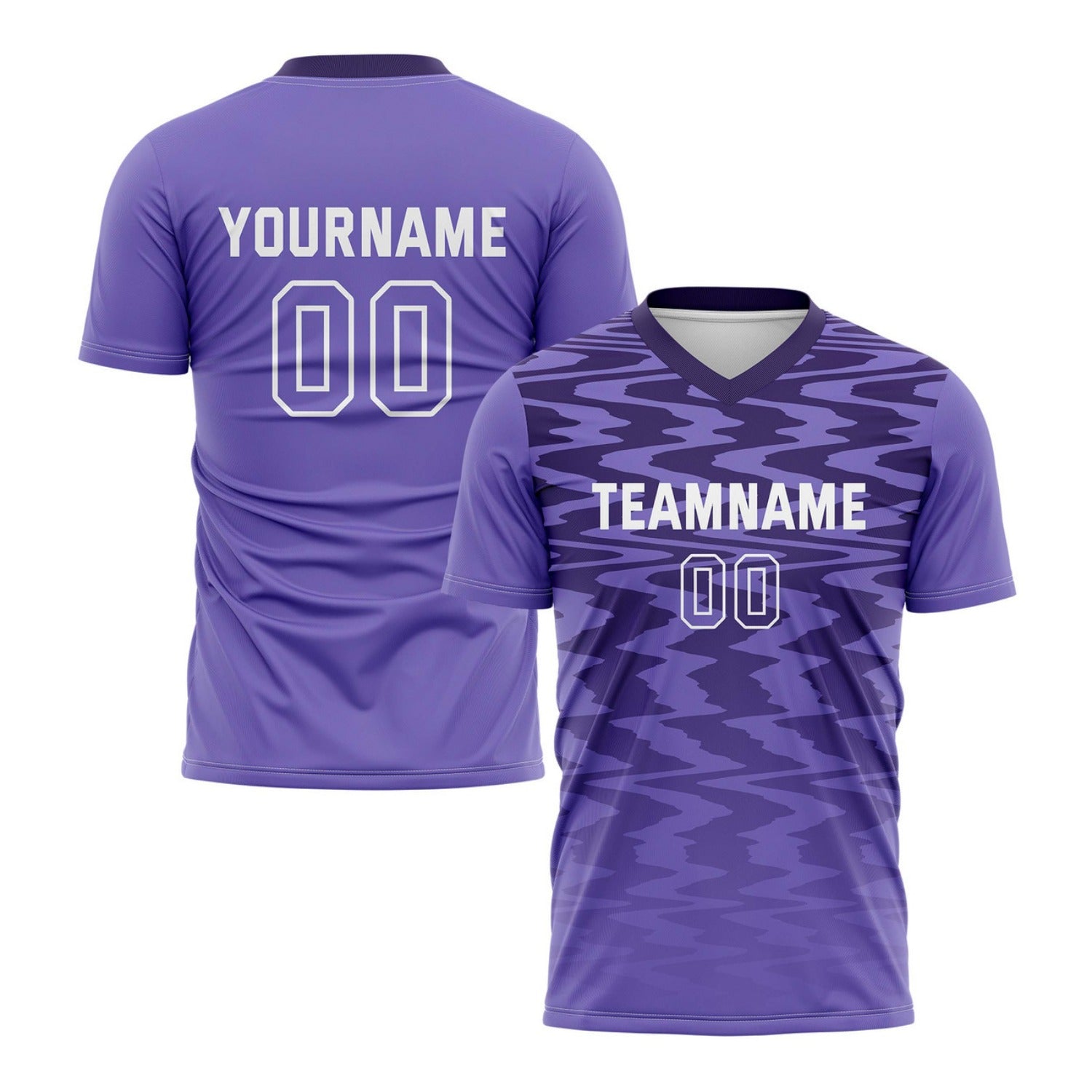 Custom Deep Purple & Light Purple Wave Pattern Soccer Jersey for Teams & Individuals | Vosoli