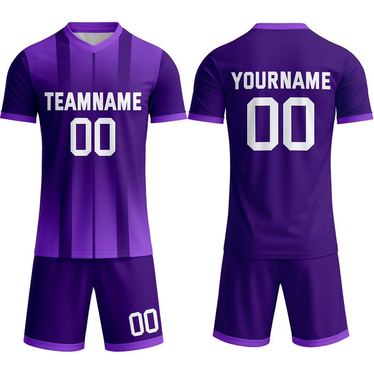Custom Deep Purple Stripe Gradient Soccer Uniform Set for Teams &amp; Individuals | Vosoli