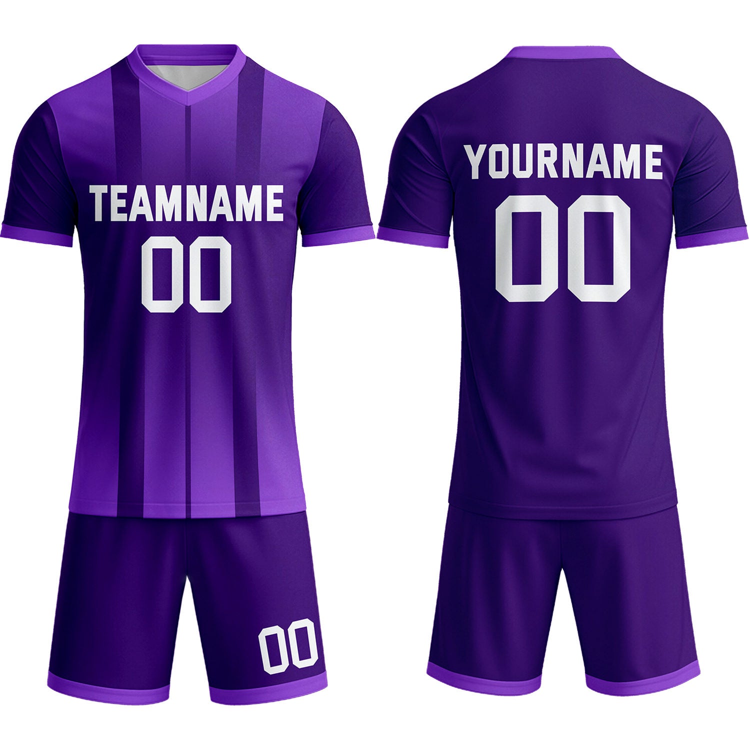 Custom Deep Purple Stripe Gradient Soccer Uniform Set for Teams & Individuals | Vosoli