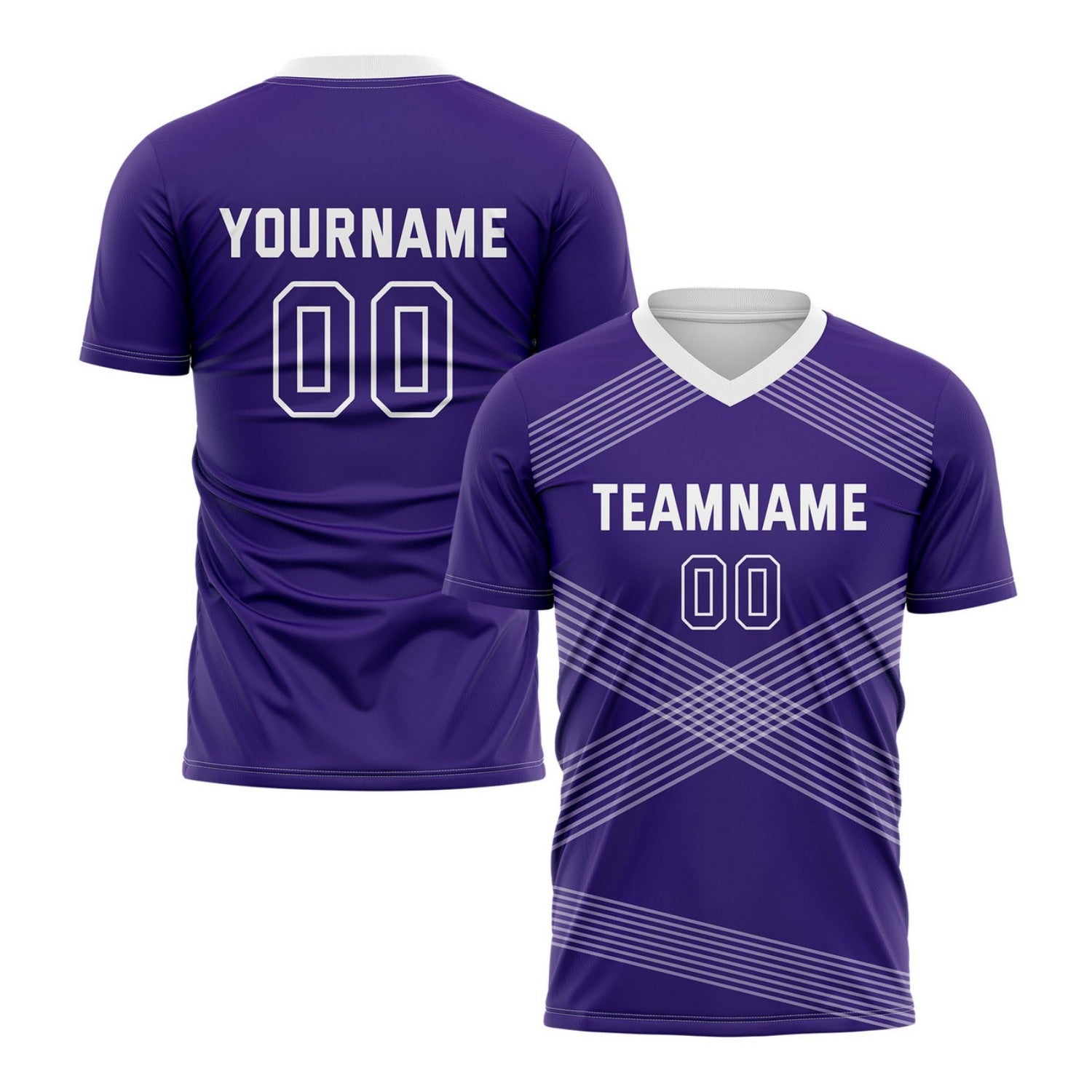 Custom Deep Purple & White Cross Stripe Soccer Jersey for Teams & Individuals | Vosoli