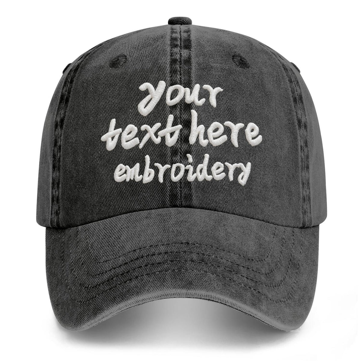 Vosoli Black Washed Denim Unisex Baseball Cap - Team Custom Embroider or Print Personalized Hat