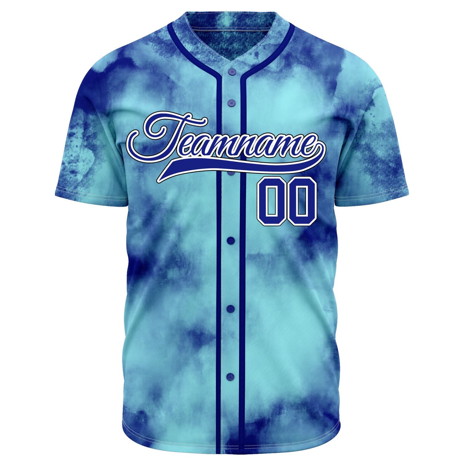 VOSOLI Electric Aqua Tie-Dye Graffiti Custom Stitched Baseball Jersey