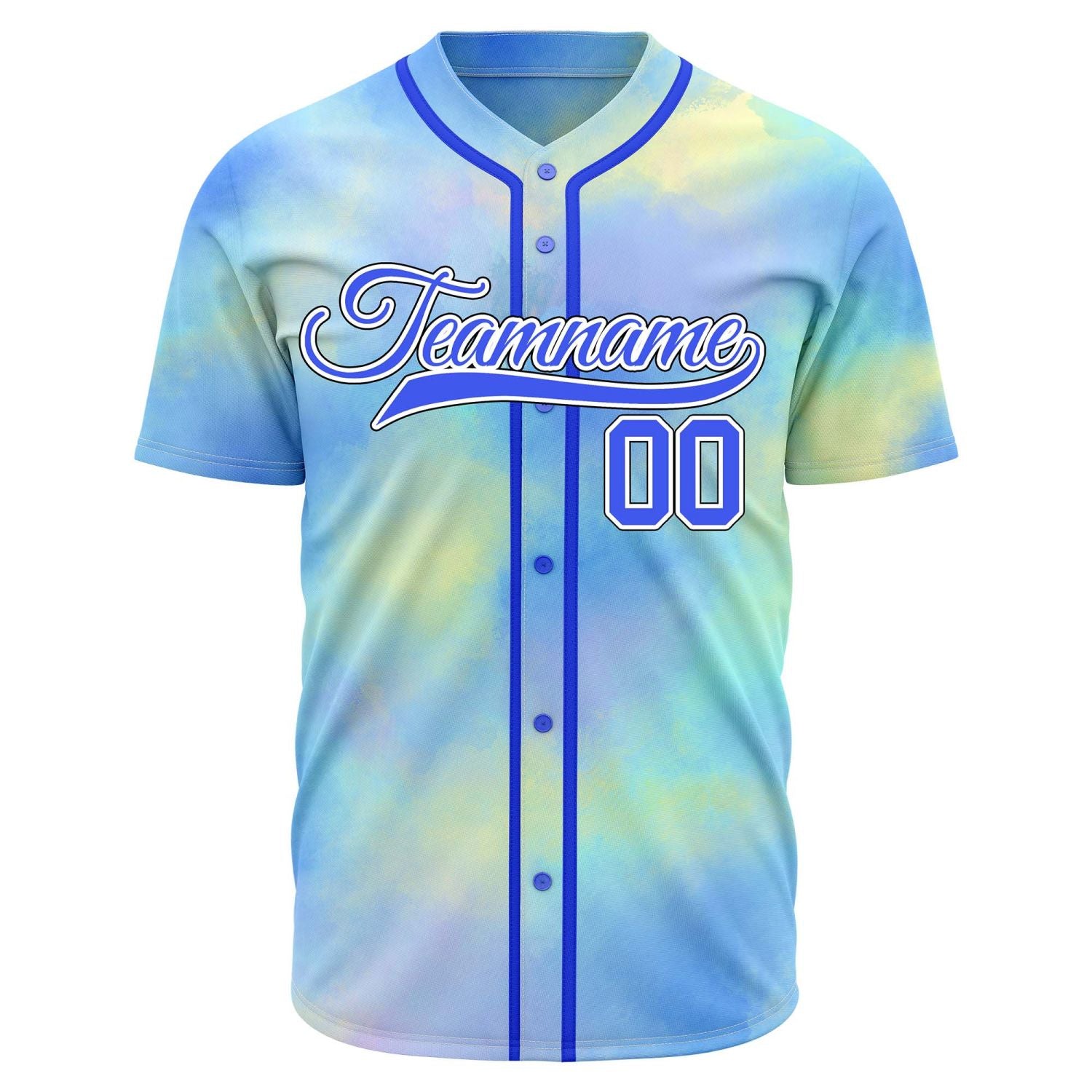VOSOLI Electric Neon Green Blue Tie-Dye Graffiti Custom Stitched Baseball Jersey