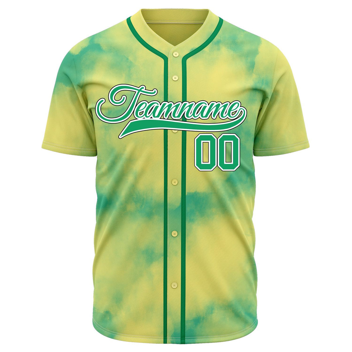 VOSOLI Neon Yellow-Green Tie-Dye Graffiti Custom Stitched Baseball Jersey