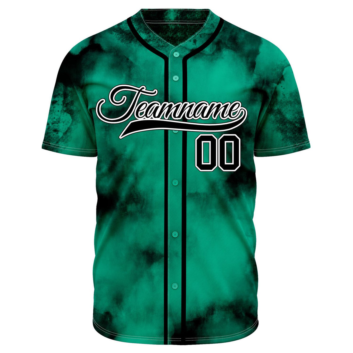 VOSOLI Toxic Emerald Green Black Tie-Dye Graffiti Custom Stitched Baseball Jersey