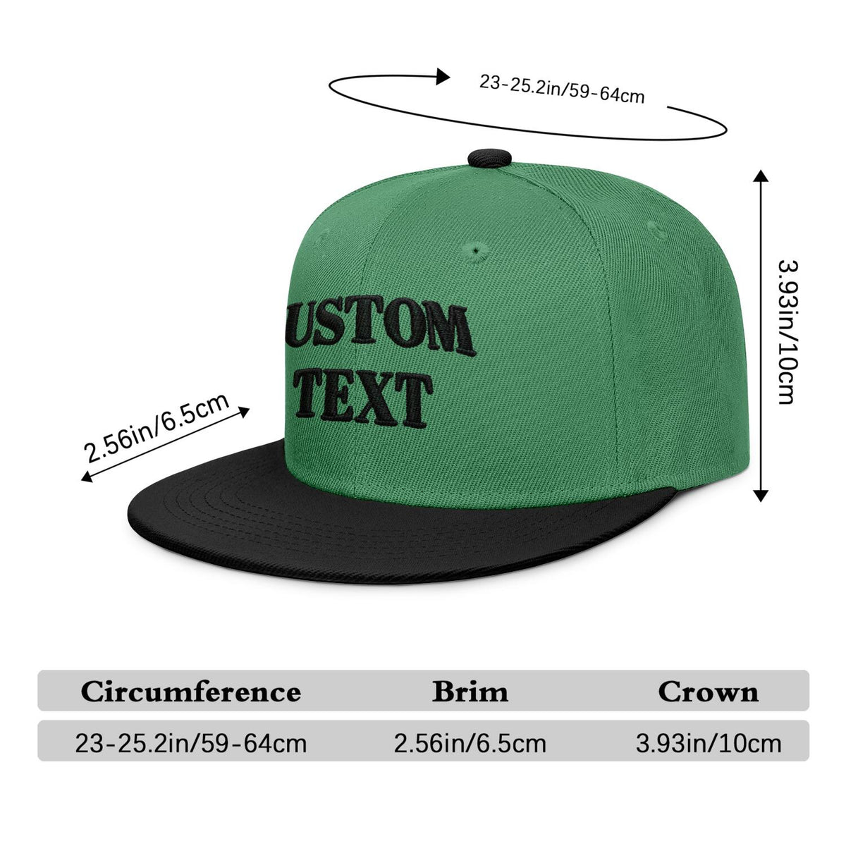 Vosoli Forest Green & Black Color-Block Flat-Brim Hat - Unisex Personal & Team Custom 3D Embroidery or Print Cap