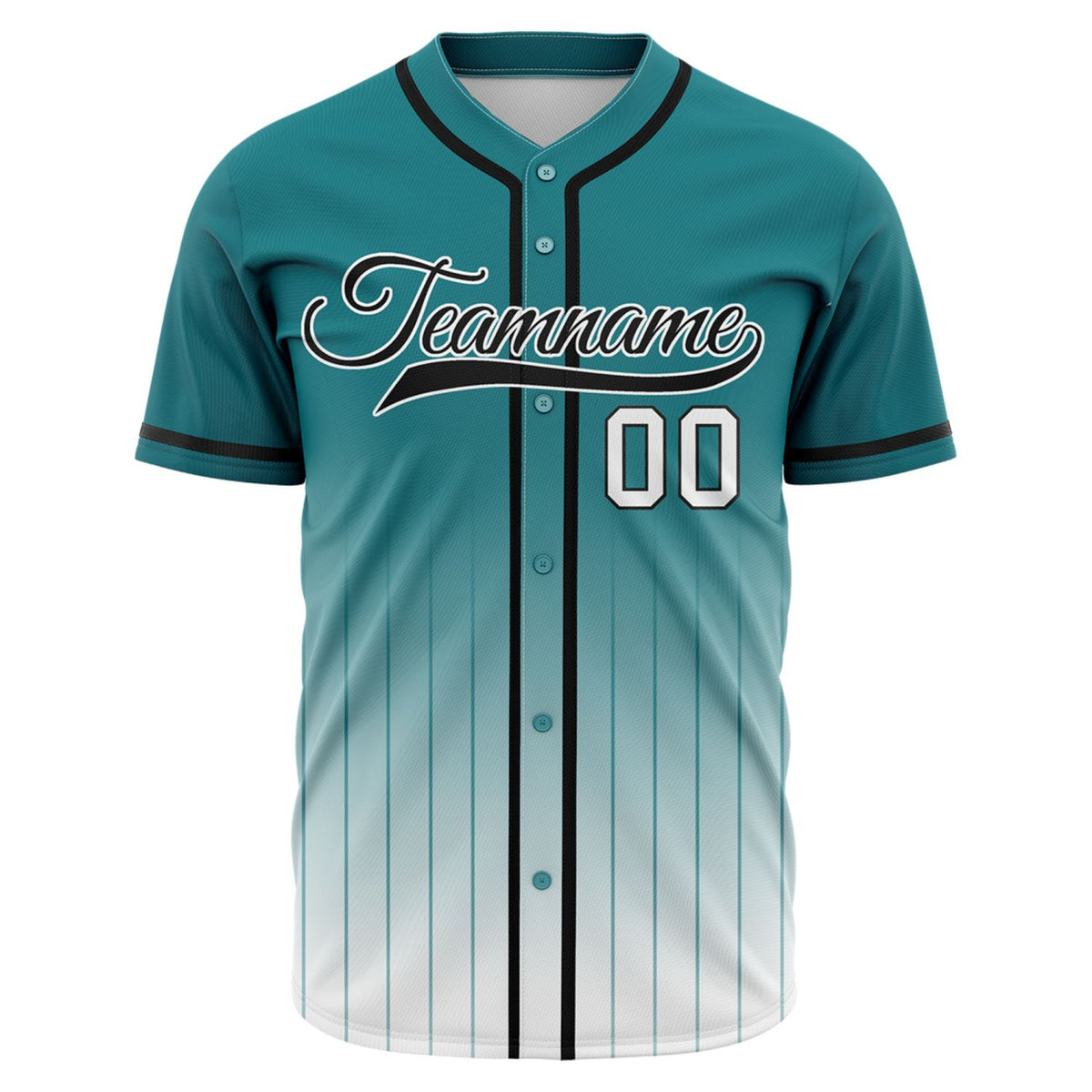 VOSOLI Prime Green &amp; Black Gradient Pinstripe Baseball Jersey