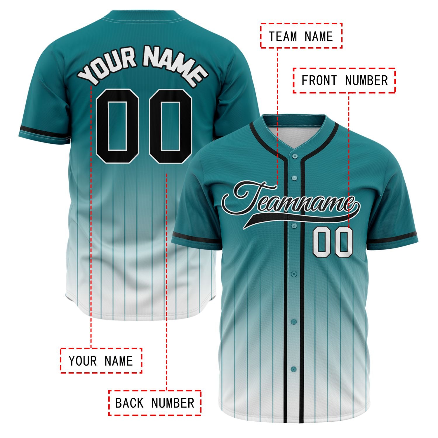 VOSOLI Prime Green & Black Gradient Pinstripe Baseball Jersey