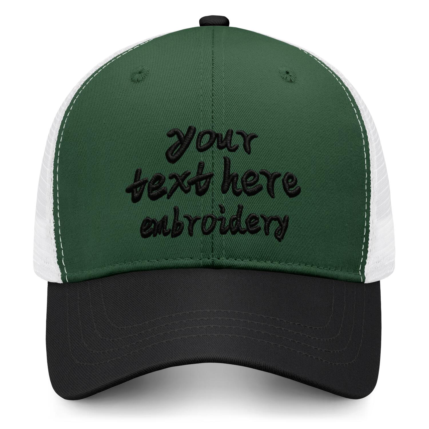 Vosoli Forest Green & Black Two-Tone Baseball Trucker Hat - Unisex Custom 3D Embroidery or Print