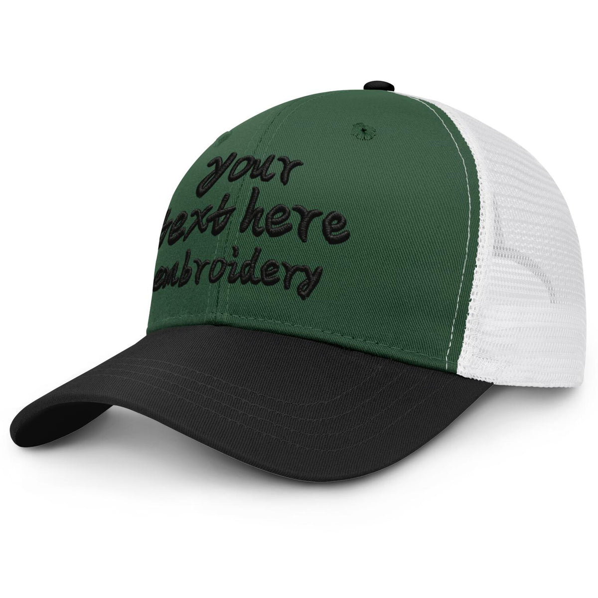 Vosoli Forest Green & Black Two-Tone Baseball Trucker Hat - Unisex Custom 3D Embroidery or Print