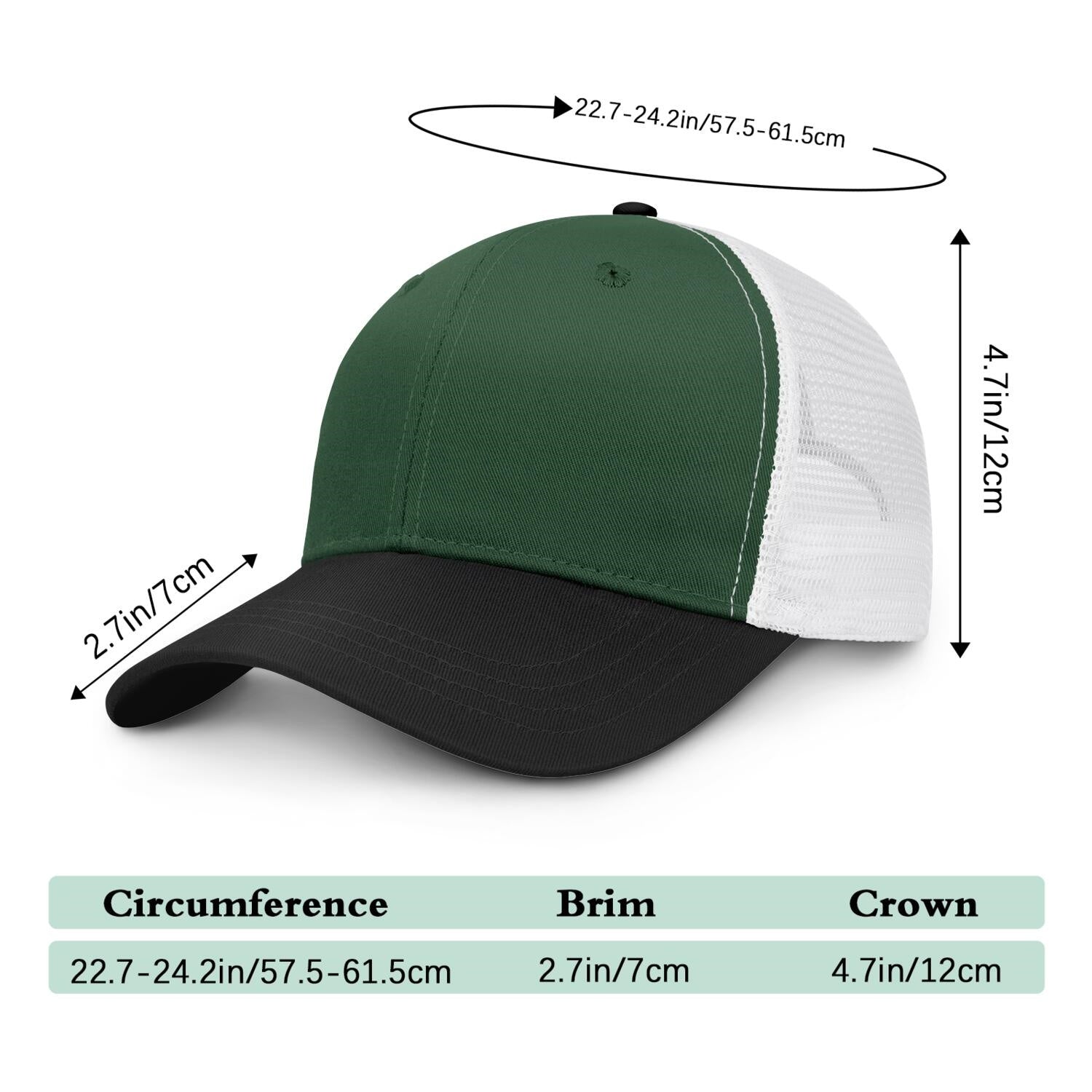 Vosoli Forest Green & Black Two-Tone Baseball Trucker Hat - Unisex Custom 3D Embroidery or Print