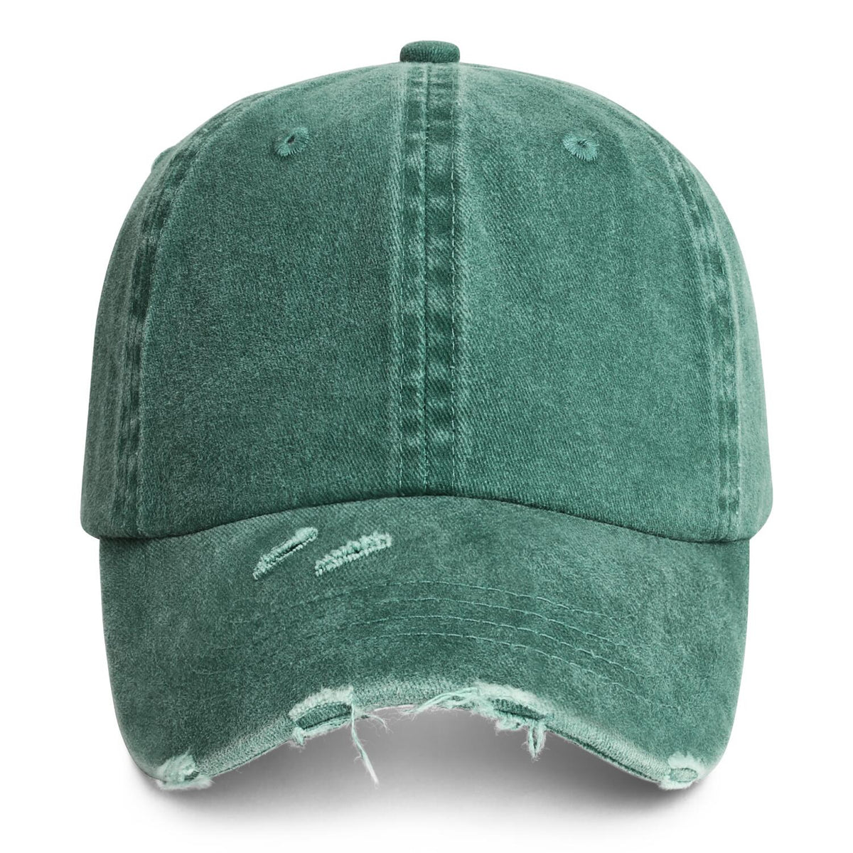 Vosoli Forest Green Distressed Denim Baseball Cap - Team Custom Embroider or Print Personalized Hat