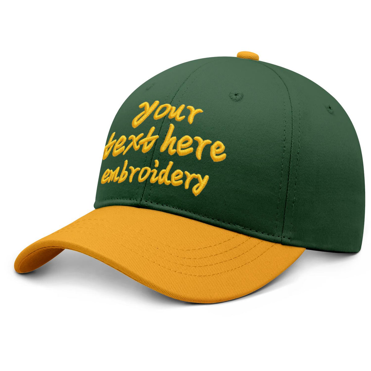 Vosoli Forest Green Gold Two-Tone Baseball Cap - Unisex Custom 3D Embroidery or Print
