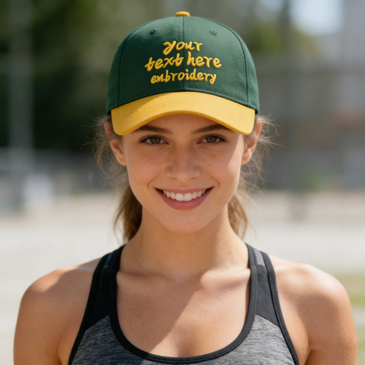 Vosoli Forest Green Gold Two-Tone Baseball Cap - Unisex Custom 3D Embroidery or Print