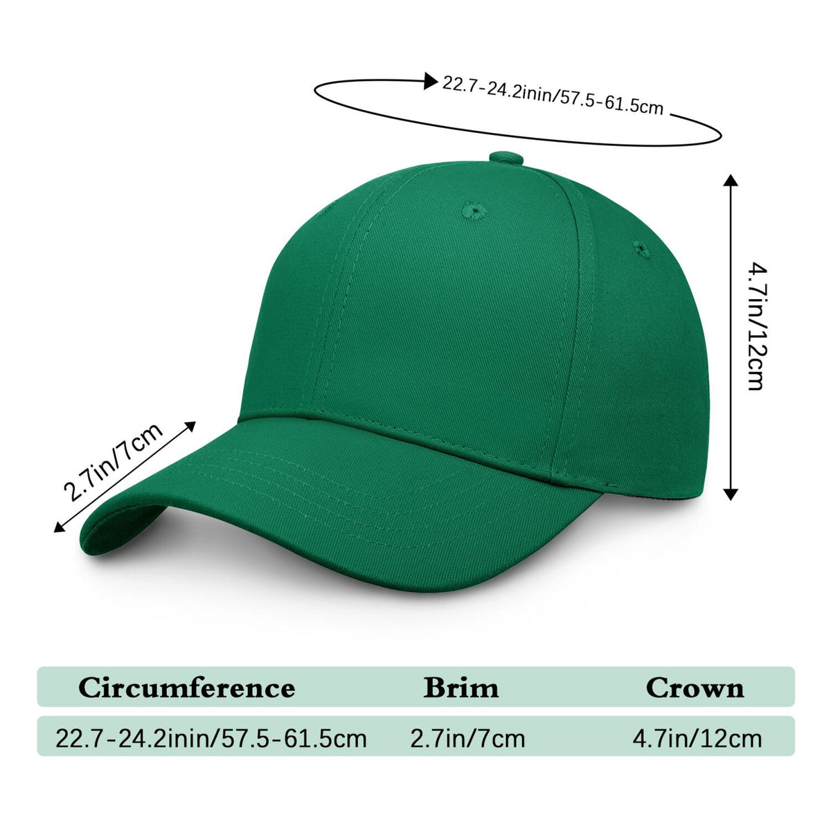 Vosoli Forest Green Solid Baseball Cap - Unisex Custom 3D Embroidery or Print