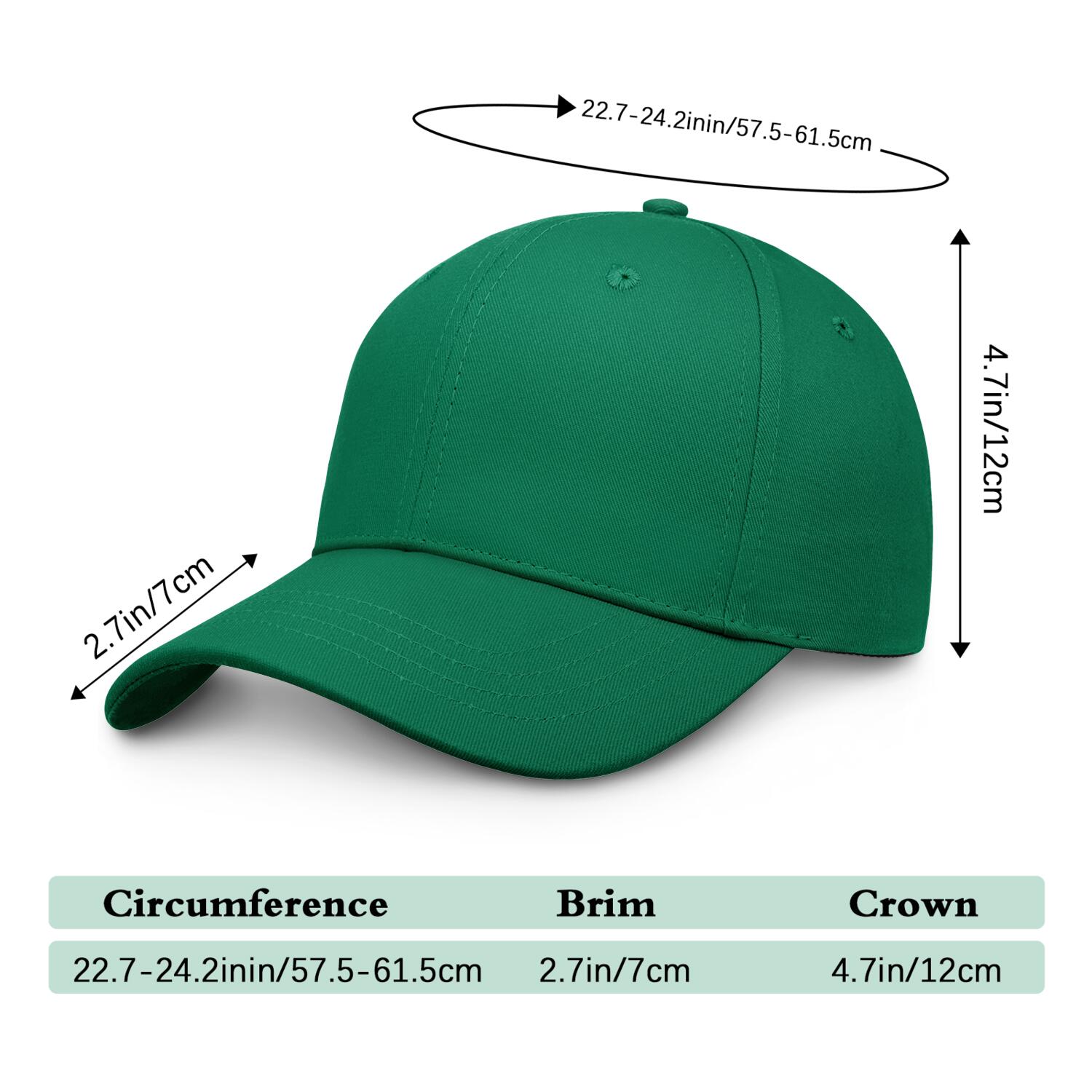 Vosoli Forest Green Solid Baseball Cap - Unisex Custom 3D Embroidery or Print