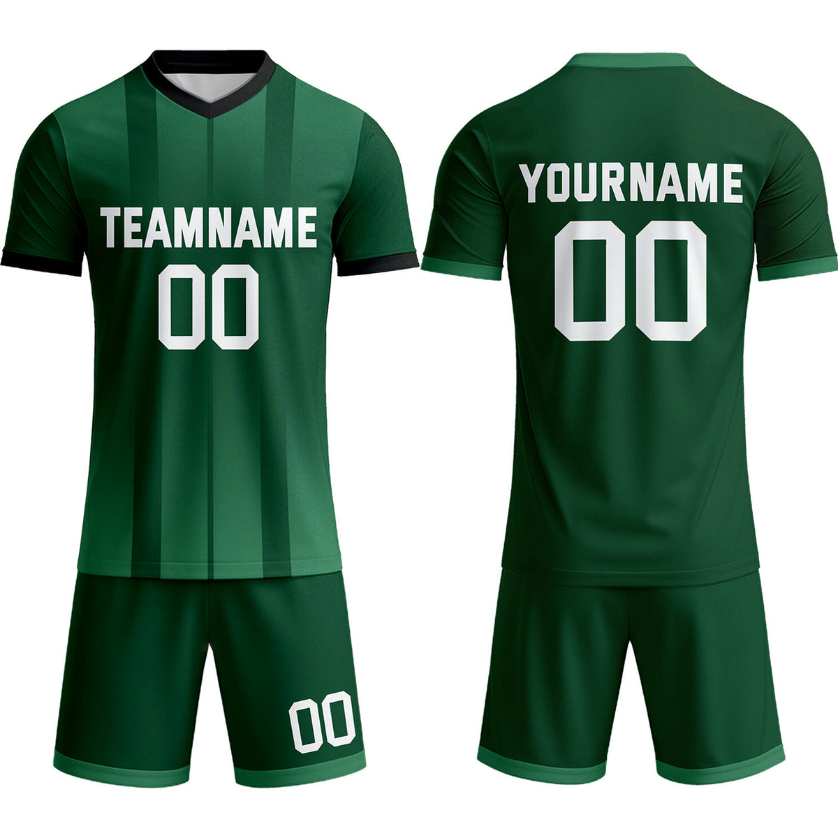 Custom Forest Green Stripe Soccer Uniform Set for Teams &amp; Individuals | Vosoli