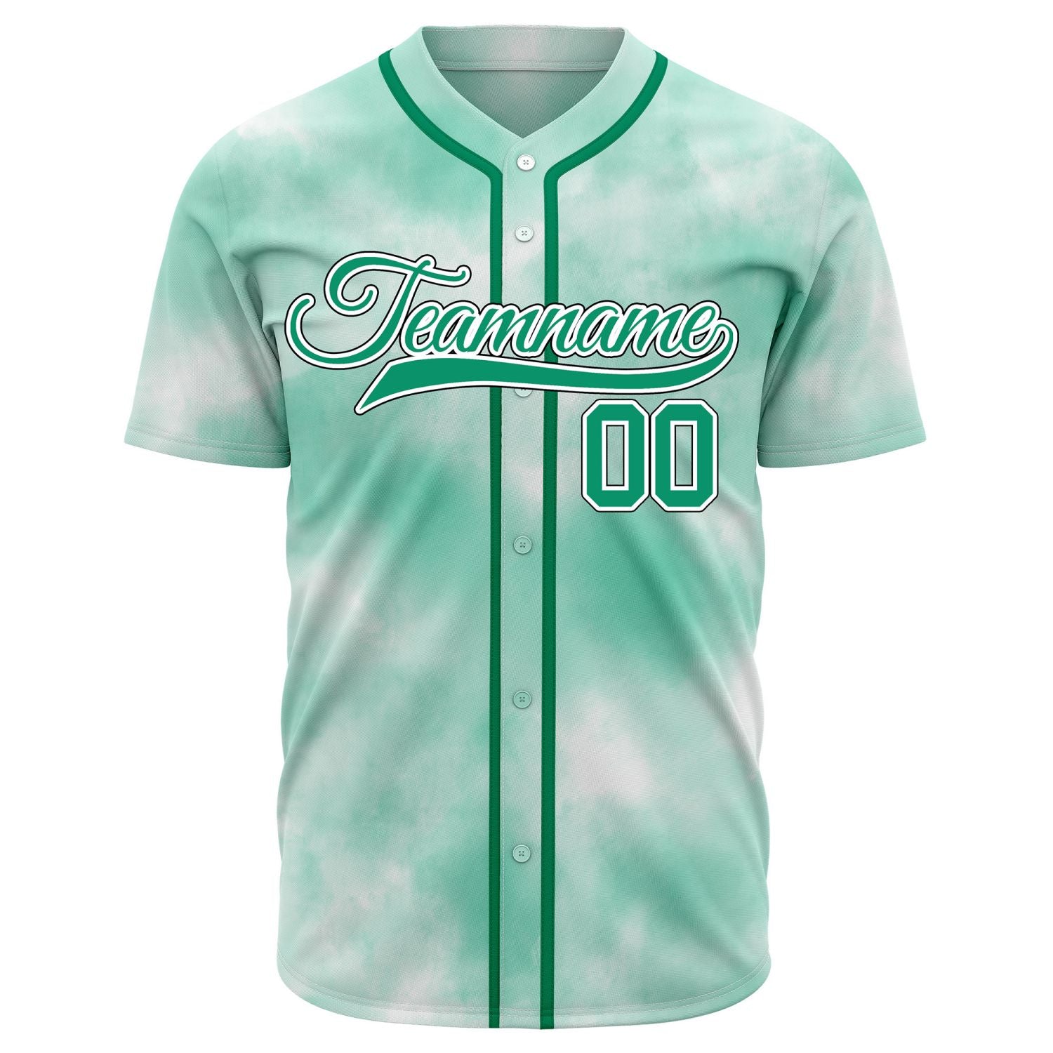 VOSOLI Green Mist Tie-Dye Graffiti Custom Stitched Baseball Jersey