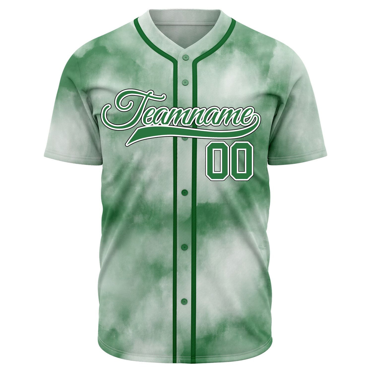 VOSOLI Forest Green Tie-Dye Graffiti Custom Stitched Baseball Jersey