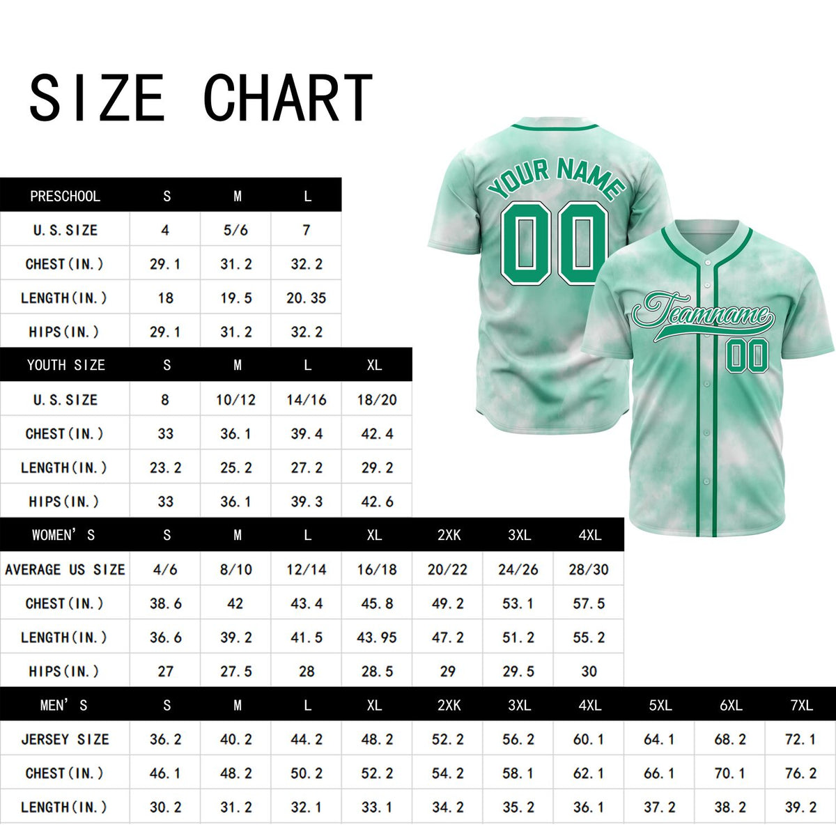 VOSOLI Green Mist Tie-Dye Graffiti Custom Stitched Baseball Jersey