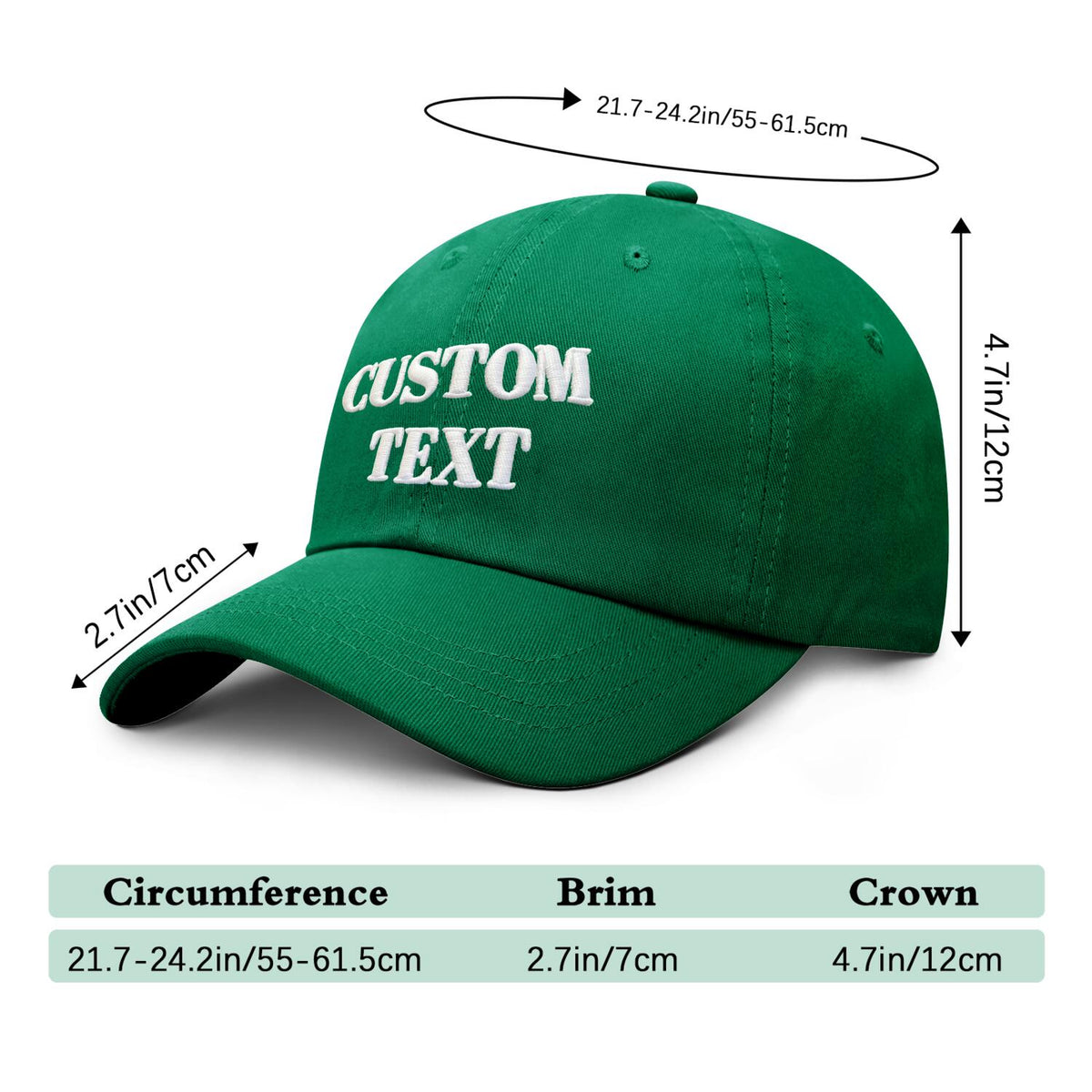 Vosoli Forest Green Unisex Baseball Cap - Personal & Team Custom 3D Embroidery or Print Hat