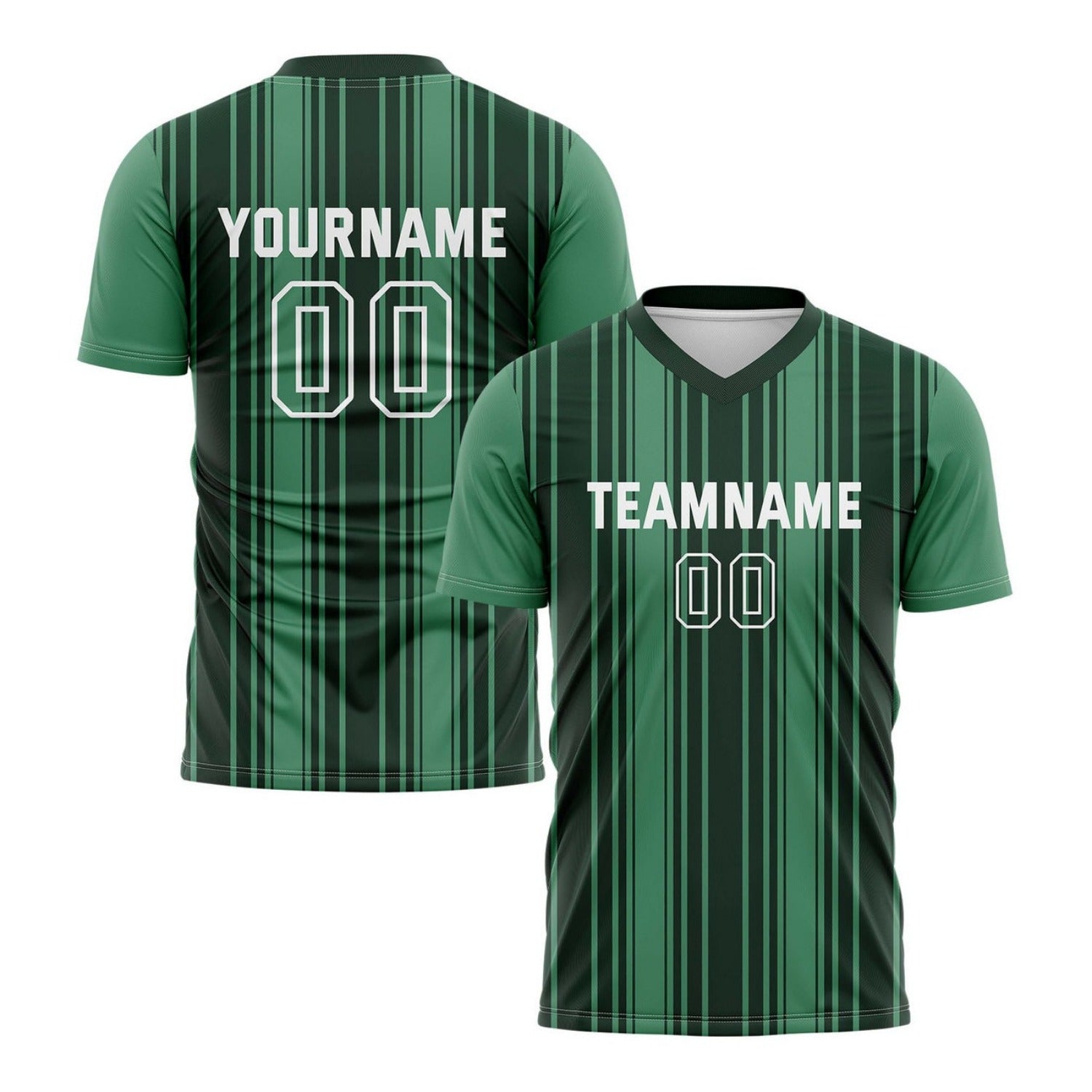 Custom Forest Green Vertical Stripe Soccer Jersey for Teams & Individuals | Vosoli