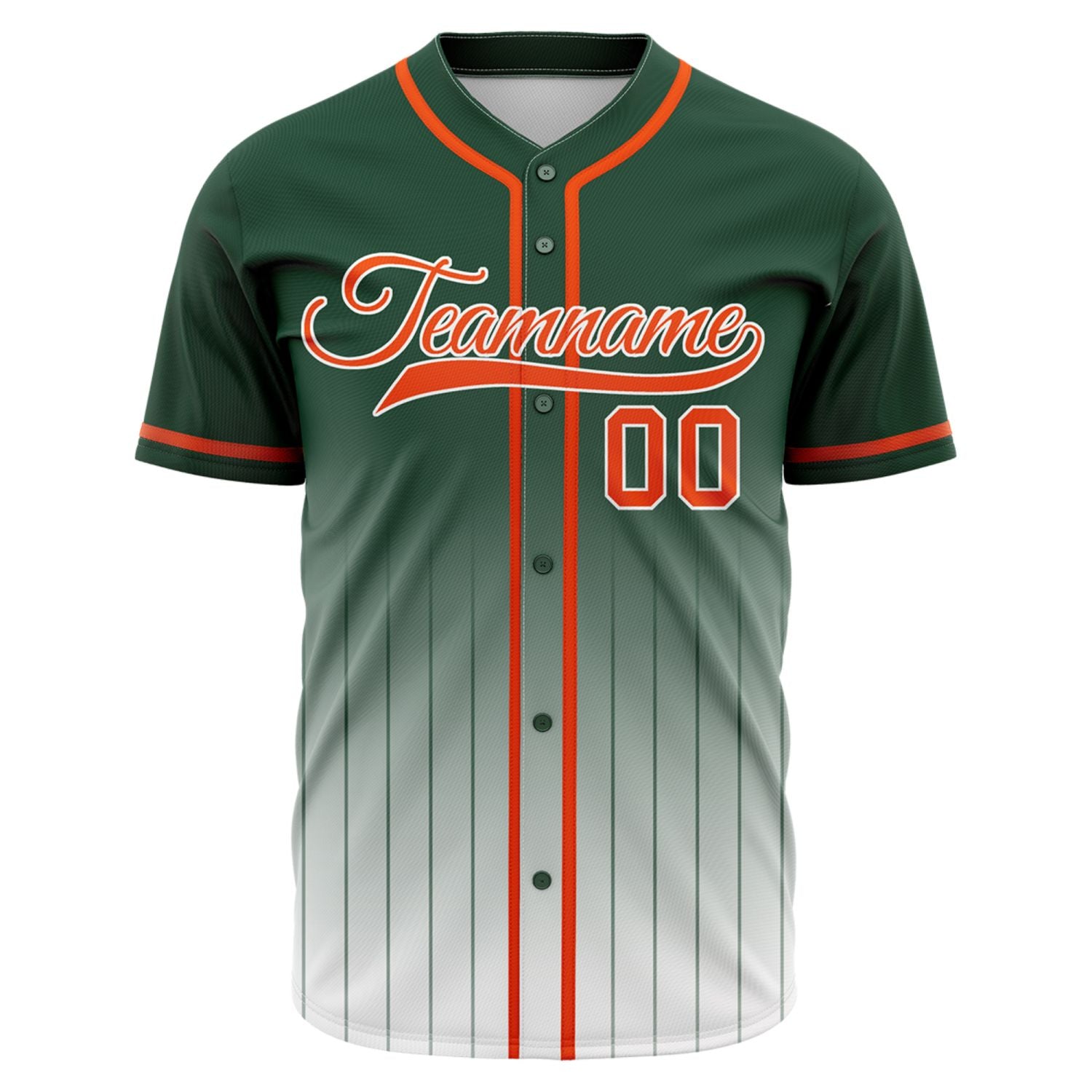 VOSOLI Victory Forest Green & Orange Gradient Pinstripe Baseball Jersey