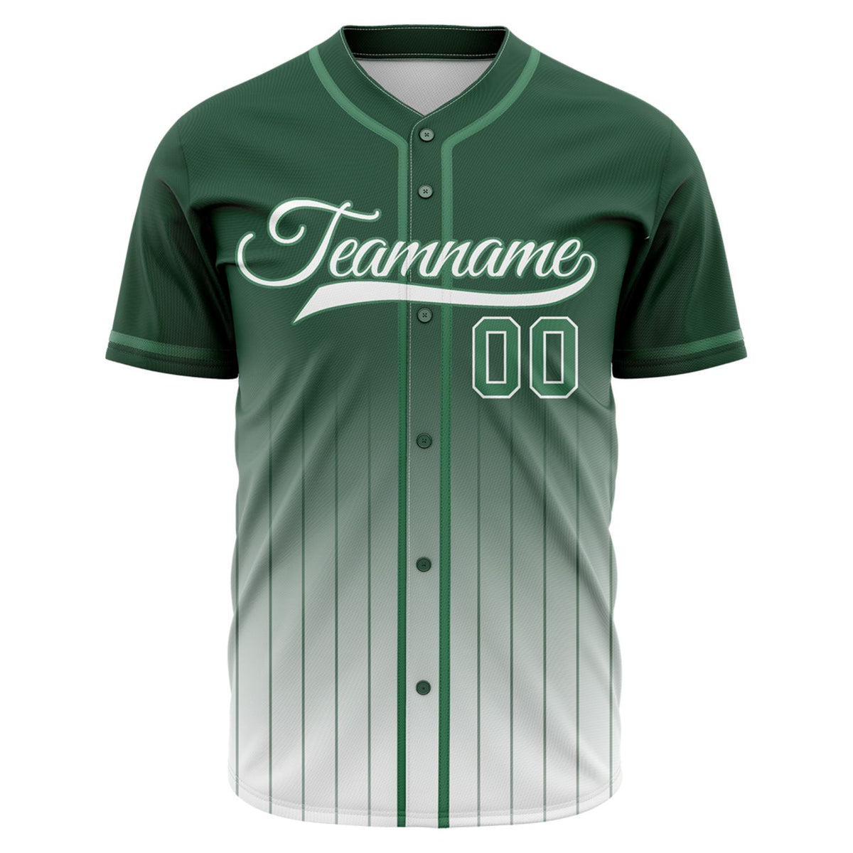 VOSOLI Classic Forest Green &amp; White Gradient Pinstripe Baseball Jersey