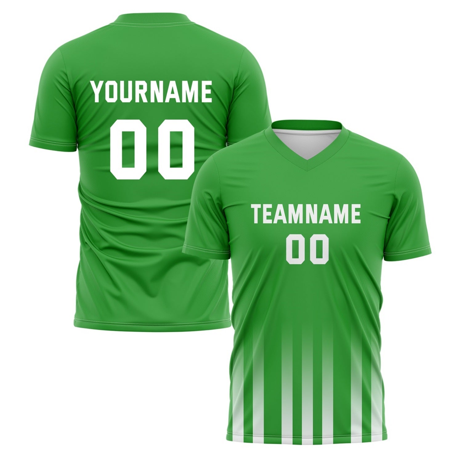 Custom Forest Green & White Gradient Stripe Soccer Jersey for Teams & Individuals | Vosoli